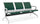 Banc de salle d'attente 3 places pour bureau avec coussin en acier et simili cuir argenté/vert forêt
