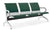 Banc de salle d'attente 3 places pour bureau avec coussin en acier et simili cuir argenté/vert forêt