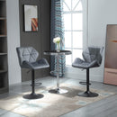 Set 2 Sgabelli da Bar Alti 57x58x97-117A cm Imbottiti Girevoli con Schienale e Poggiapiedi in Velluto Grigio      