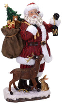 Babbo Natale in Resina H49,5 cm con Regali e Renna