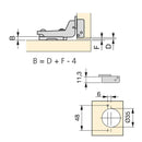 Cerniera a Scodellino 35 mm Collo Alto Chiusura Ammortizzata 100° Basette Euro 20 Pezzi Emuca