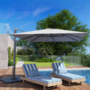 Ombrellone a Sbalzo con Manovella 365x297x256 cm con Base a Croce Grigio Chiaro   