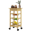 Carrello Cucina con Cassetto e 3 Cestini a Rete Metallica 37x37x76 cm in Legno