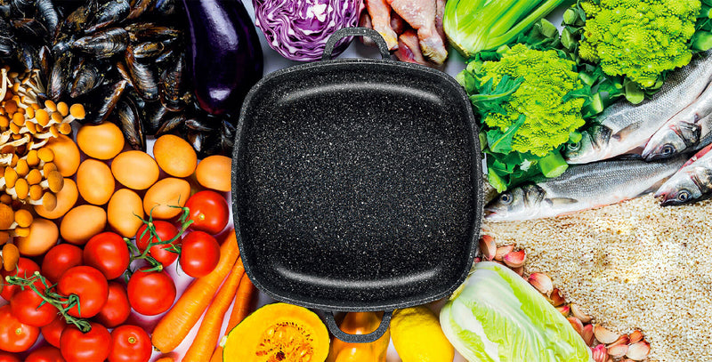 Batteria di Pentole 7 Pezzi in Alluminio Pressofuso Antiaderente Olympia Hard Cook Big