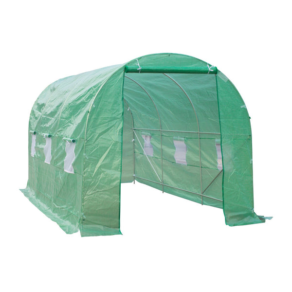 sconto Serra a Tunnel da Giardino con Tetto Arrotondato 4,5x2x2m in PE e Metallo Verde