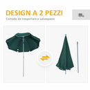 Ombrellone da Giardino Ø2,2 m Palo Ø28 mm in Metallo Tettuccio Inclinabile Verde scuro