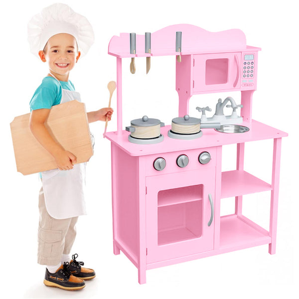 Cucina Giocattolo per Bambini 60x30x90 cm con Accessori in Legno Rosa prezzo