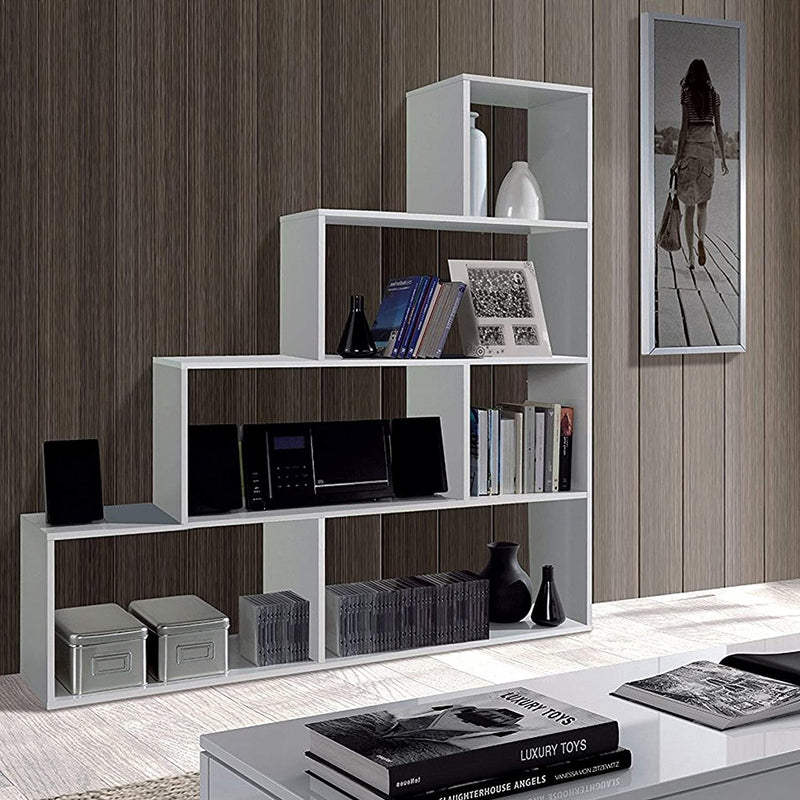 Libreria 145x29x145 cm 9 Ripiani in Melamina Bianco