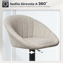 Set 2 Sgabelli da Bar 53,5x46x103 cm con Altezza Regolabile e Seduta Girevole in Tessuto Beige      