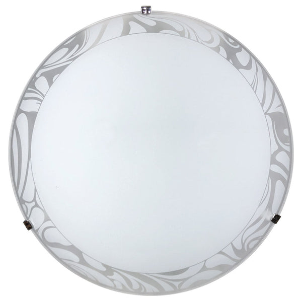 prezzo Plafonnier 2xE27 Crochets Chrome Plaque Verre Blanc Décoré Blanc E-Energy Amalia