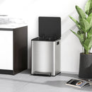 Pattumiera a Pedale 2 Sezioni da 20L 41,8x36,7x58 cm in Acciaio Inox e PP  