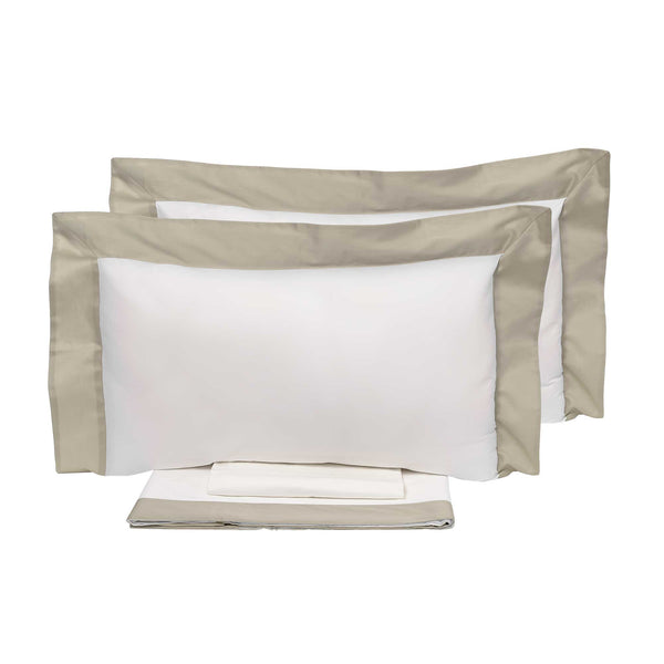 prezzo Ensemble de draps et taies d'oreiller Bords en Satin Garrini Eveline Ivoire/Sable Différentes Tailles