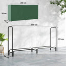 Portalegna 0,6 m³ 200x36x99 cm Regolabile con Telo Impermeabile in PE e Struttura in Metallo Nero e Verde Scuro      
