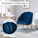 Poltrona Imbottita 63x65x84 cm in Velluto Blu