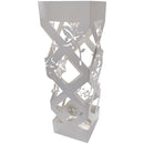Portaombrelli da Ingresso Design Floreale Quadrato 15,5x15,5x49 cm in Ferro Bianco 