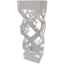 Portaombrelli da Ingresso Design Floreale Quadrato 15,5x15,5x49 cm in Ferro Bianco 