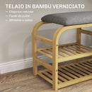 Panca Scarpiera da Ingresso 70x30x45 cm con Seduta Imbottita e Cesta Estraibile Design a Doghe Legno  