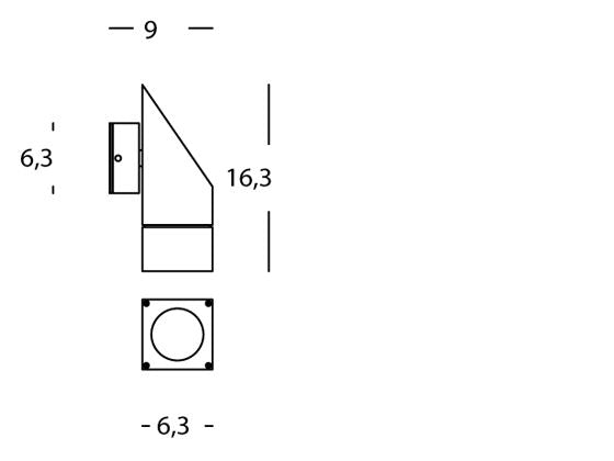 Lampada Applique Una Luce Colore Alluminio per Esterno Linea Square Livos