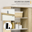 Credenza Moderna 89x39,6x180 cm in Legno Naturale e Bianco