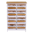 Cassettiera 8 Cassetti in Legno 58x30x85cm Matilda Noce Chiaro e Bianca