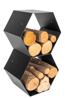 Portalegna per Camino 40x30x35cm in Ferro Verniciato Nero Opaco