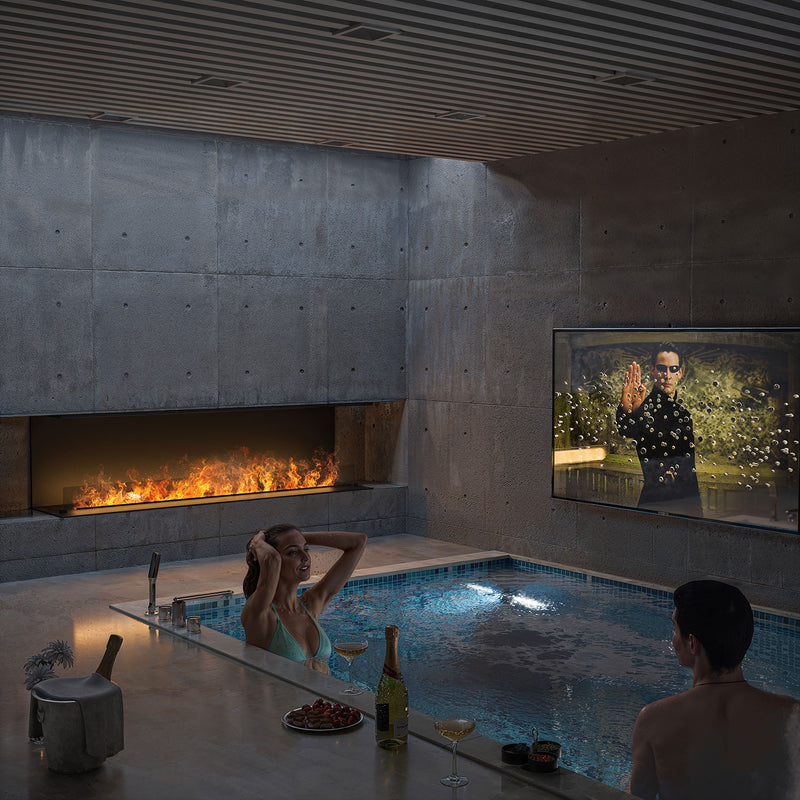 Camino a Vapore Elettrico  Da Incasso 180x50x40 cm Invapo Inside C1800 con Ricarica Automatica in Acciaio Verniciato Nero      