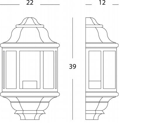 Lampada Mezza Lanterna Molata Grande Colore Grigio per Esterno Linea Wall Sovil