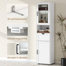 Mobile a Colonna Bagno 40x30x165 cm con 2 Armadietti Cassetto e Ripiano Aperto in Legno Bianco      