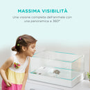 Vasca per Tartarughe 51x31x25,5 cm con Filtro a 3 Livelli e Pannelli in Vetro e ABS Bianco   