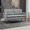 Divano 2 Posti in Tessuto 139x68x80 cm con Cuscini Imbottiti e Gambe in Acciaio Grigio