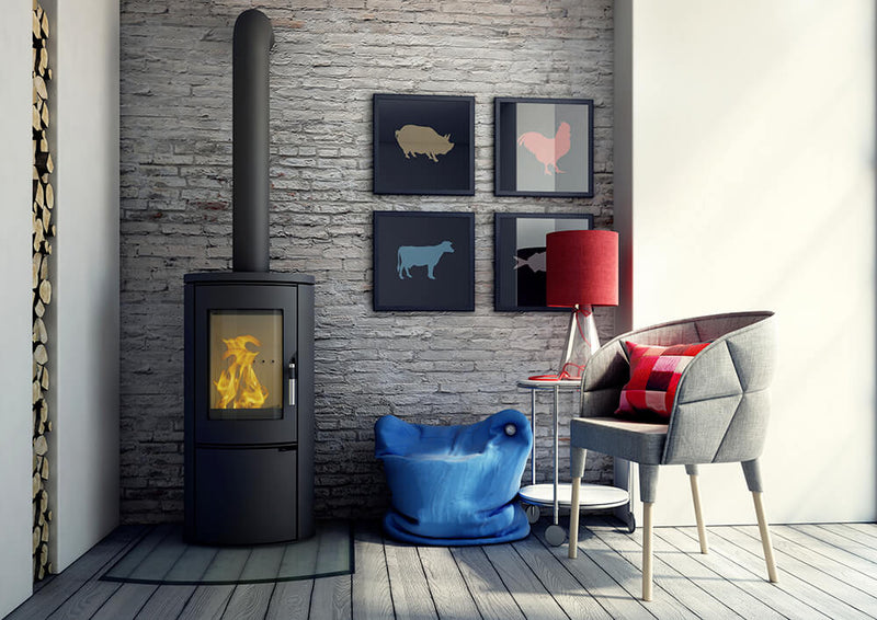 Stufa a Legna 5,5/10,5KW in Ghisa e Acciaio Flig Torrance Nera