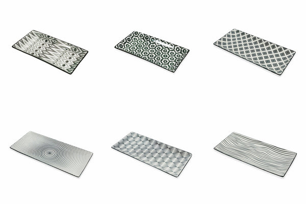 sconto Set de 6 Plateaux Rectangulaires en Grès Villa d'Este Home Tivoli Black Confusion