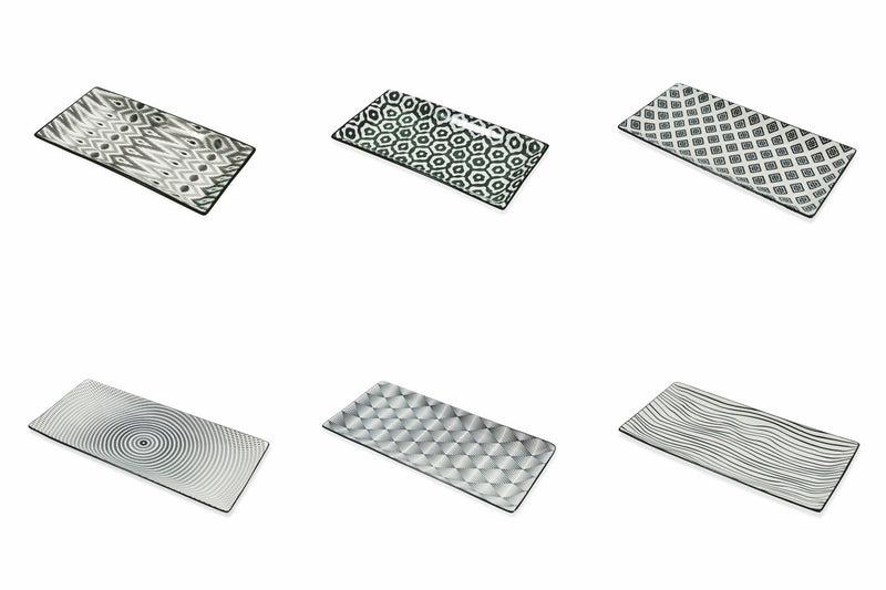 Set 6 Vassoi Rettangolari in Gres VdE Tivoli 1996 Black Confusion