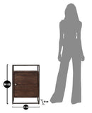 Comodino 1Door Burn 45x30x66 cm in Legno di Acacia e in Ferro Marrone