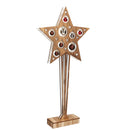 Stella in Legno marrone con sfere e 15 Led cm 28x7xh57,5