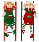 Pupazzo Elfo Natalizio H40 cm su Scaletta in Tessuto Verde o Rosso