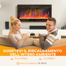 Camino Elettrico da Incasso o a Parete 91,4x9,4x47 cm con Temperatura Regolabile in Acciaio e Vetro Nero      