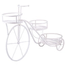 Portavasi 3 Ripiani Design a Bicicletta 78x25x48 cm in Ferro Battuto Bianco      