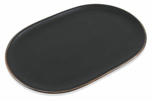 online Assiette de service ovale 39x26,5x2 cm en grès VdE Tivoli 1996 Cala Dorata Noir