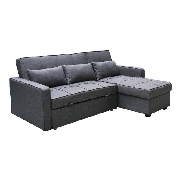 sconto Canapé convertible Cedric 208x87/145x88 cm en tissu gris foncé