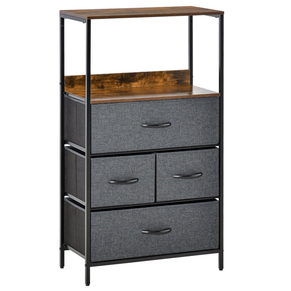 sconto Commode polyvalente avec 4 tiroirs en tissu marron 58x29x103 cm