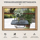 Tavolino da Balcone Pieghevole e Regolabile, in Alluminio e Legno Composito, 60x40x55-64 cm, Nero      