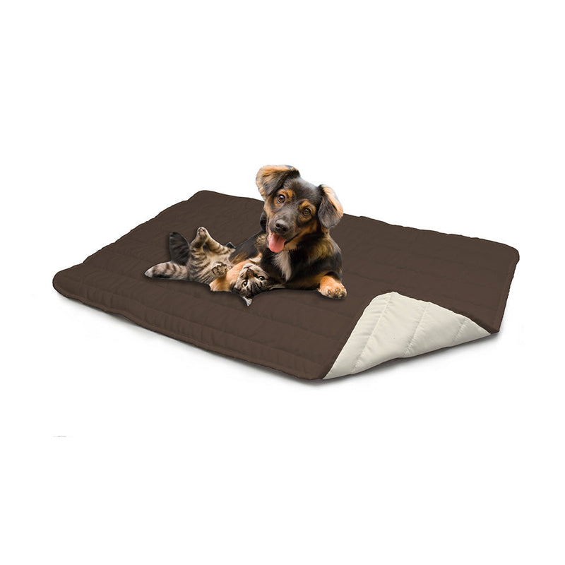 Tappetino imbottito per Cani Gatti Doubleface marrone/panna
