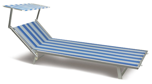 Soriani Riccione Transat de jardin en aluminium à rayures blanches et bleues prezzo