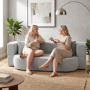 Divano Letto 2 Posti 2 in 1 190x80x60 cm con 2 Cuscini Sfoderabili Braccioli e Seduta Imbottita in Ciniglia Grigio Chiaro      