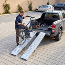 Set 2 Rampe di Carico Pieghevoli 180x25,5x6,5 cm Portata 400 kg Totale in Metallo Argento      