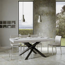 Tavolo Allungabile 160-420x90x77 cm Volantis Premium Bianco Frassino Telaio Antracite 