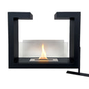 Camino a Bioetanolo da Terra Venus Free Standing Geometrico e Vetri Protettivi Serbatoio 850 ml in Acciaio Verniciato Nero      