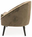 Poltrona Imbottita in Velluto con Gambe in Legno Soriani Tortora