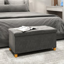 Panca Contenitore Pieghevole 76x38x38 cm Capienza da 67L Coperchio Imbottito e Rivestimento Vellutato Grigio      